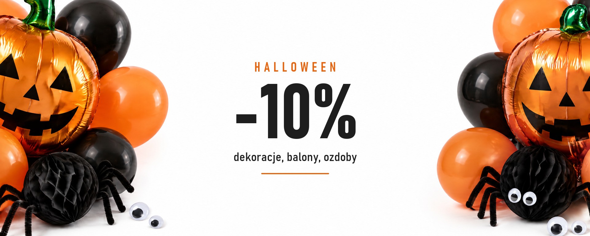 Halloween -10%: dekoracje, balony i ozdoby na Halloween